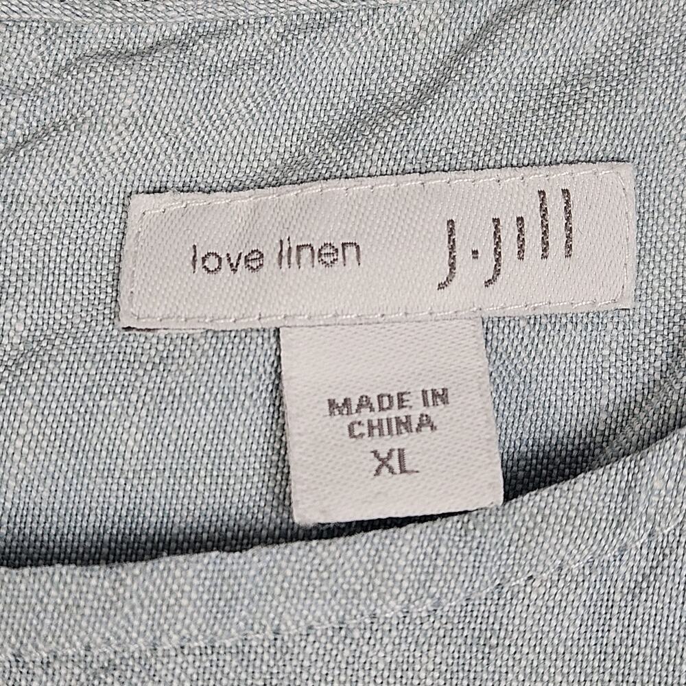 J.Jill Linen Midi Shift Dress Light Aqua Button Hem Breezy Size XL Sleeveless - Picture 3 of 8